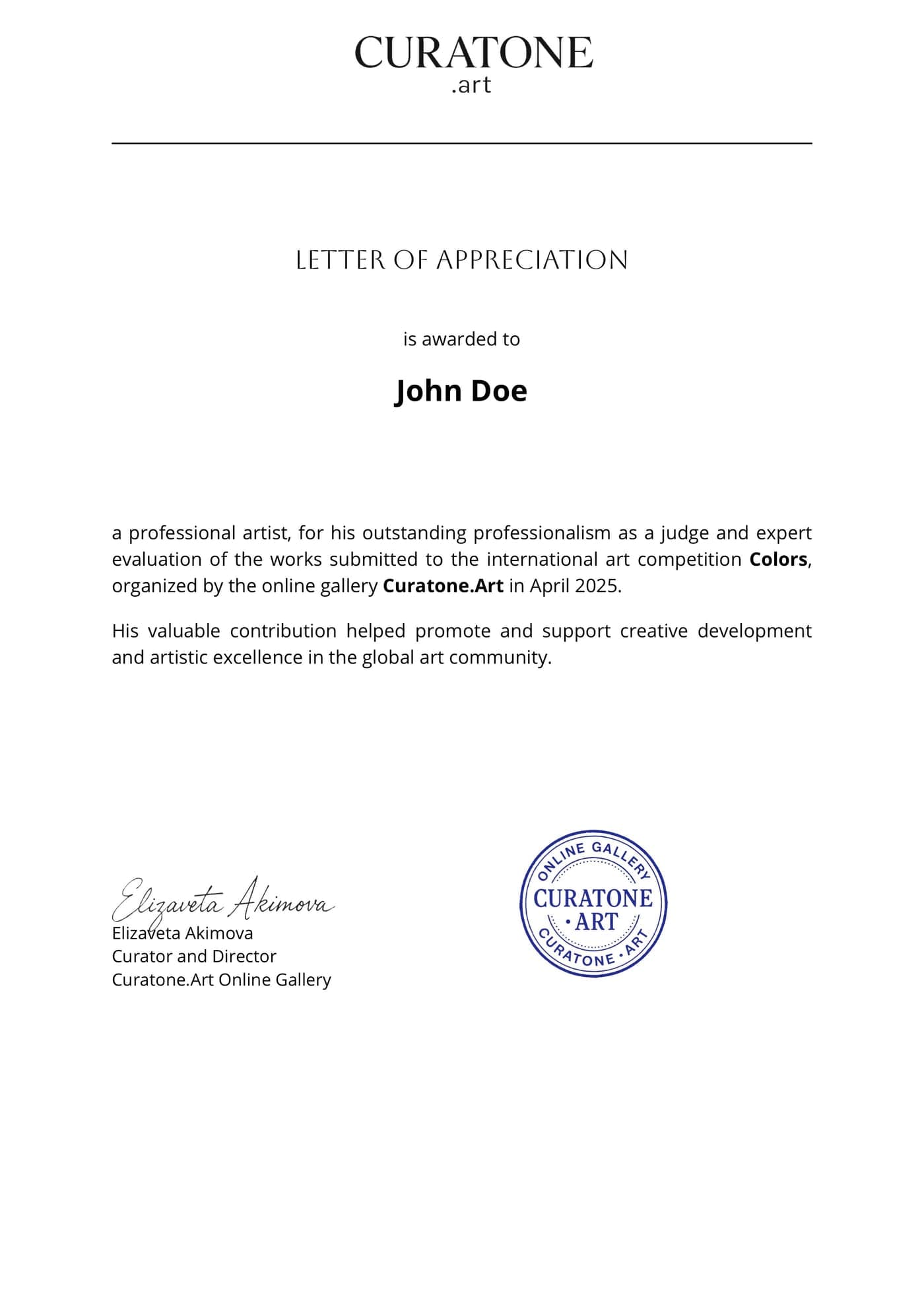 Letter of appreciation