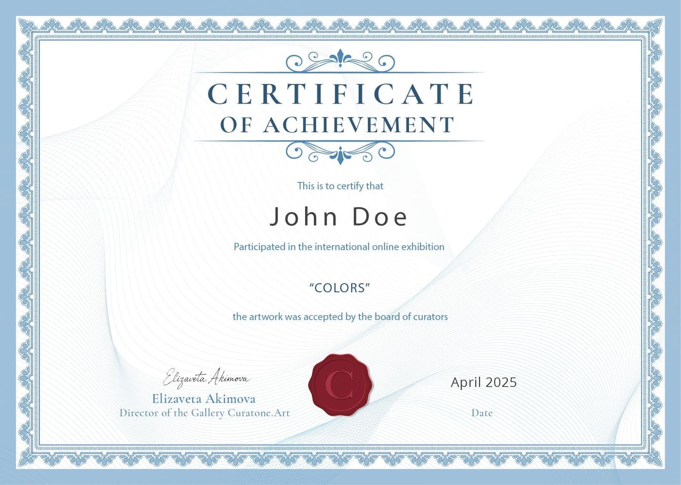 Certificate of achievement, participation